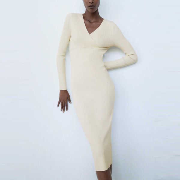 za long knit dress women fashion v neck long sleeve wrap slim office dress ladies elegant autumn midi knitted dresses 210602, Black;gray
za long knit dress women fashion v neck long sleeve wrap slim office dress ladies elegant autumn midi knitted dresses 210602, Black;gray