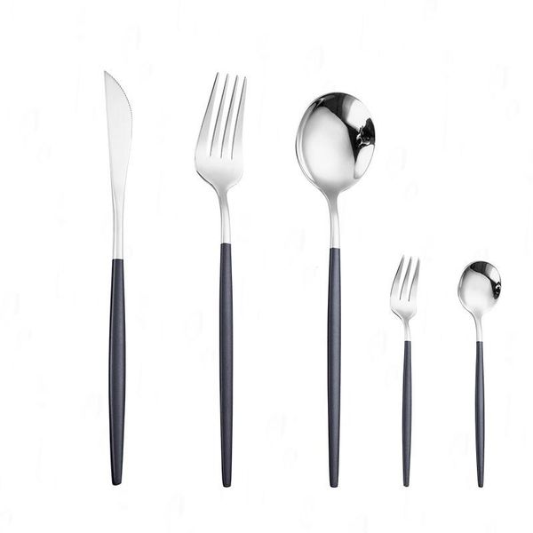 black silver dinnerware set 18/10 stainless steel tableware knife fork spoon 5pcs flatware dishwasher safe cutlery sets
black silver dinnerware set 18/10 stainless steel tableware knife fork spoon 5pcs flatware dishwasher safe cutlery sets