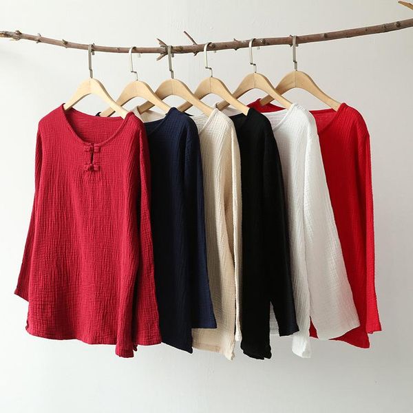 women's t-shirt 2021 autumn cotton literature and art disc buckle round neck pullover long sleeve, White
women's t-shirt 2021 autumn cotton literature and art disc buckle round neck pullover long sleeve, White