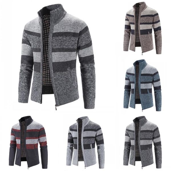 men's sweaters stripe winter stand collar knit fleece lined zip sweater jumper jacket outwear pockets cardigan coats warm, White;black
men's sweaters stripe winter stand collar knit fleece lined zip sweater jumper jacket outwear pockets cardigan coats warm, White;black
