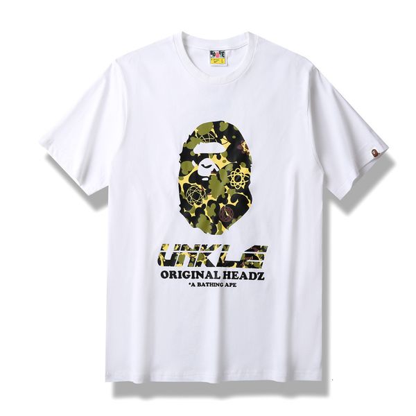 t shirt summer fashion brand ape head co branded like youth cartoon loose cotton casual hoodless men's short sleeve, White
t shirt summer fashion brand ape head co branded like youth cartoon loose cotton casual hoodless men's short sleeve, White