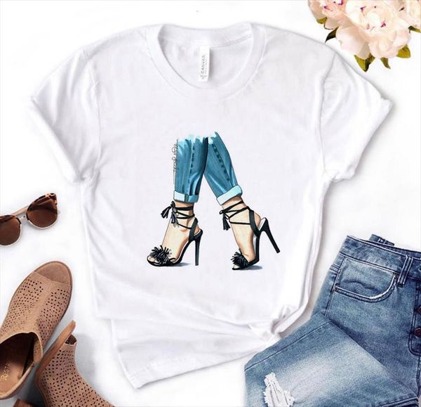 and women high hell men shoe leg womens print short sleeve o neck ladies tee clothes, White;black
and women high hell men shoe leg womens print short sleeve o neck ladies tee clothes, White;black