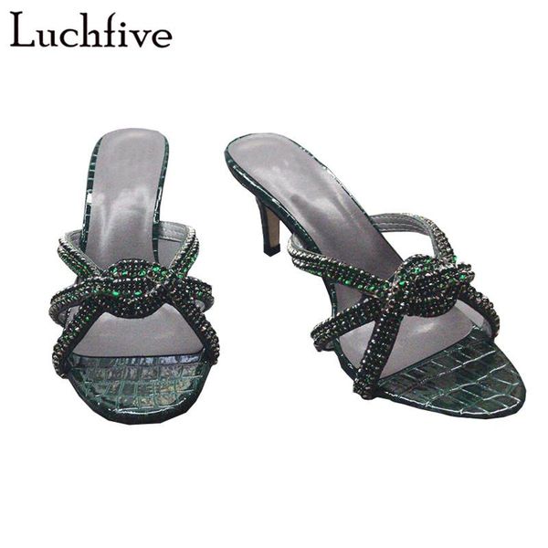 bowknot crystal slippers open toe shoes woman thin high heels slides big size green black zapatos mujer
bowknot crystal slippers open toe shoes woman thin high heels slides big size green black zapatos mujer