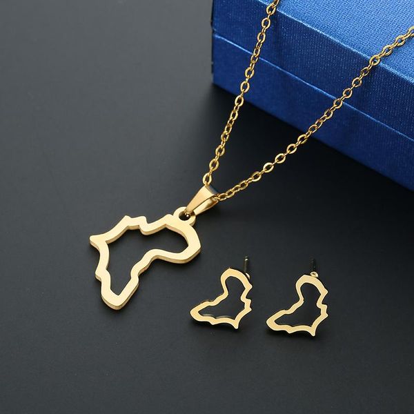 earrings & necklace gold color africa map pendant for women jewelry sets party, Silver
earrings & necklace gold color africa map pendant for women jewelry sets party, Silver