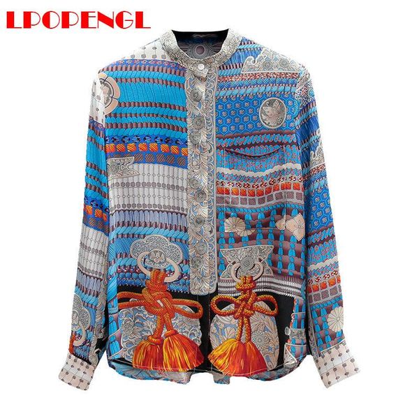 ladies shirt geometric pattern single breasted fashion wild loose long sleeve round neck regular street style women's blouses & shirts, White
ladies shirt geometric pattern single breasted fashion wild loose long sleeve round neck regular street style women's blouses & shirts, White