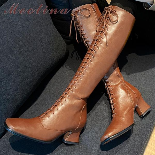 boots meotina pu leather riding women thick heel square toe shoes high lace up lady knee autumn winter brown 40, Black
boots meotina pu leather riding women thick heel square toe shoes high lace up lady knee autumn winter brown 40, Black