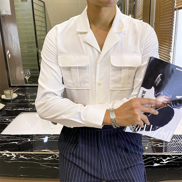 men's casual shirts men safari shirt solid white streetwear double pocket slim italian business prom camp collar, White;black
men's casual shirts men safari shirt solid white streetwear double pocket slim italian business prom camp collar, White;black