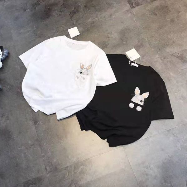 high version 21 summer new fashion embroidery lovely rabbit aging korean youth comfortable breathable couple short sleeves, White
high version 21 summer new fashion embroidery lovely rabbit aging korean youth comfortable breathable couple short sleeves, White