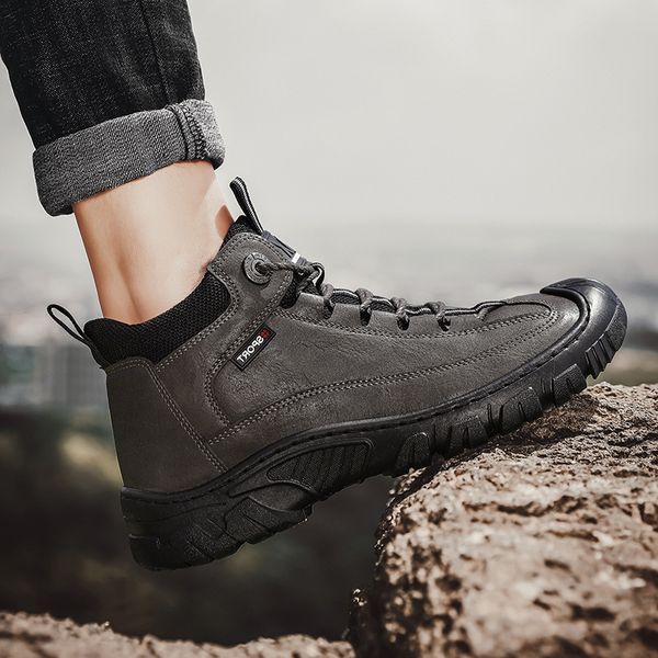2021 autumn winter casual men's shoes outdoor mountaineering labor protection fashion high leather boots, Black
2021 autumn winter casual men's shoes outdoor mountaineering labor protection fashion high leather boots, Black