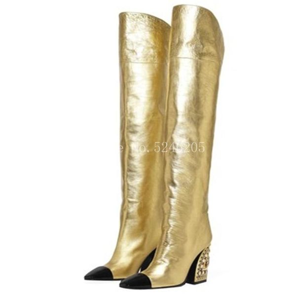 boots gold and black long chunky high heels leather women handmade crystal heeled shoes woman riding
boots gold and black long chunky high heels leather women handmade crystal heeled shoes woman riding