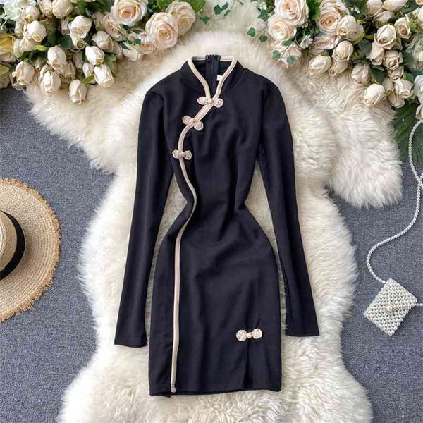spring autumn women's dress stand collar button cheongsam improved solid color slim long sleeve es gx100 210507, Black;gray
spring autumn women's dress stand collar button cheongsam improved solid color slim long sleeve es gx100 210507, Black;gray
