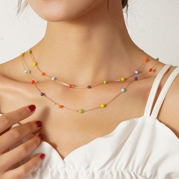 fashion multi-layer necklace for women euro-american simple creative color beaded double-layer jewelry namour charm gift chains, Silver
fashion multi-layer necklace for women euro-american simple creative color beaded double-layer jewelry namour charm gift chains, Silver