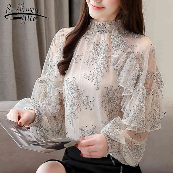 elegant casual printed women ruffles lace blouse fashion perspective chiffon shirt stand collar 4666 50 210521, White
elegant casual printed women ruffles lace blouse fashion perspective chiffon shirt stand collar 4666 50 210521, White