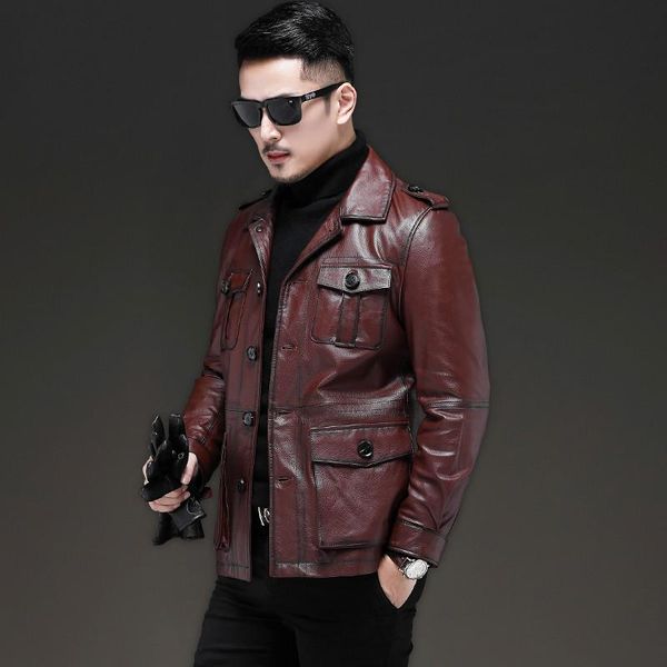 men's leather & faux 2021 autumn genuine jacket men 100% cowhide real coat slim cow jackets 19-203 kj3285, Black
men's leather & faux 2021 autumn genuine jacket men 100% cowhide real coat slim cow jackets 19-203 kj3285, Black