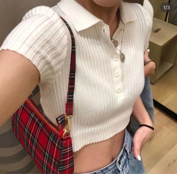 women's sweaters efioly 2021 sweater women pullover ribbed short sleeve shirt knitted cropped lapel top, White;black
women's sweaters efioly 2021 sweater women pullover ribbed short sleeve shirt knitted cropped lapel top, White;black