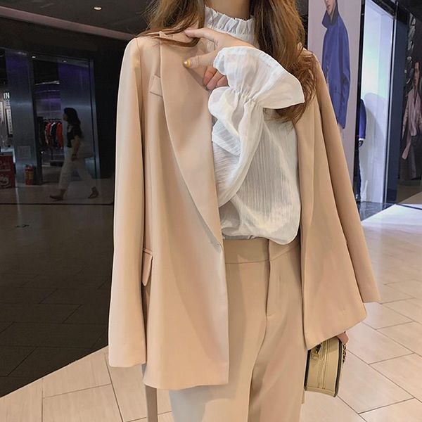 women's suits & blazers autumn winter women khaki lace up pant suit loose notched blazer jacket and office wear female sets, White;black
women's suits & blazers autumn winter women khaki lace up pant suit loose notched blazer jacket and office wear female sets, White;black
