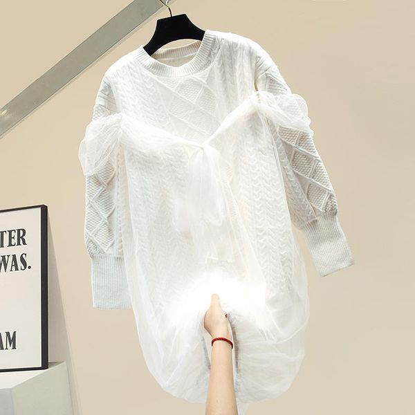 women's sweaters mid-length mesh knitted sweater 2021 autumn winter clothing white/black long knit pullovers
women's sweaters mid-length mesh knitted sweater 2021 autumn winter clothing white/black long knit pullovers