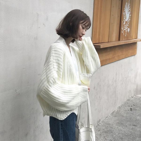 women's sweaters 3 colors 2021 autumn and winter korean style solid color loose thicking sweater knitted cardigans womens (c9414), White;black
women's sweaters 3 colors 2021 autumn and winter korean style solid color loose thicking sweater knitted cardigans womens (c9414), White;black