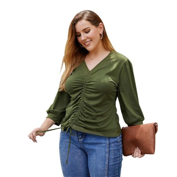 plus size women fall spring v-neck three quarter drawstring pleated blouses shirts tp202137 women's &, White
plus size women fall spring v-neck three quarter drawstring pleated blouses shirts tp202137 women's &, White