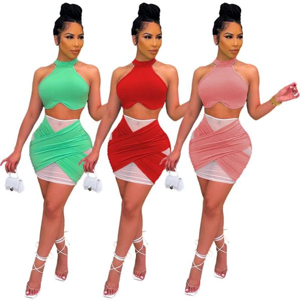 women's tracksuits club mesh inregular patchwork round neck sleeveless solid color casual woman two piece sets skirts summer outfit, Gray
women's tracksuits club mesh inregular patchwork round neck sleeveless solid color casual woman two piece sets skirts summer outfit, Gray