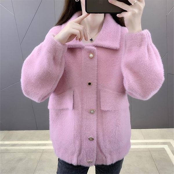 women's wool & blends autumn winter thick faux mink cashmere woolen coat women outerwear korean 4 color loose short big pocket jacket f, Black
women's wool & blends autumn winter thick faux mink cashmere woolen coat women outerwear korean 4 color loose short big pocket jacket f, Black