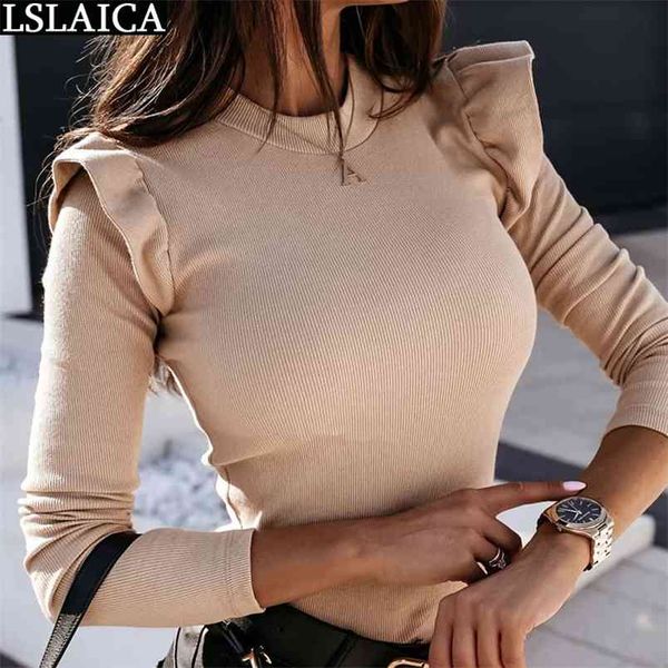solid skinny knitted for women fashion long sleeve ruffles round neck casual female blouse ol fall clothing 210515, White
solid skinny knitted for women fashion long sleeve ruffles round neck casual female blouse ol fall clothing 210515, White
