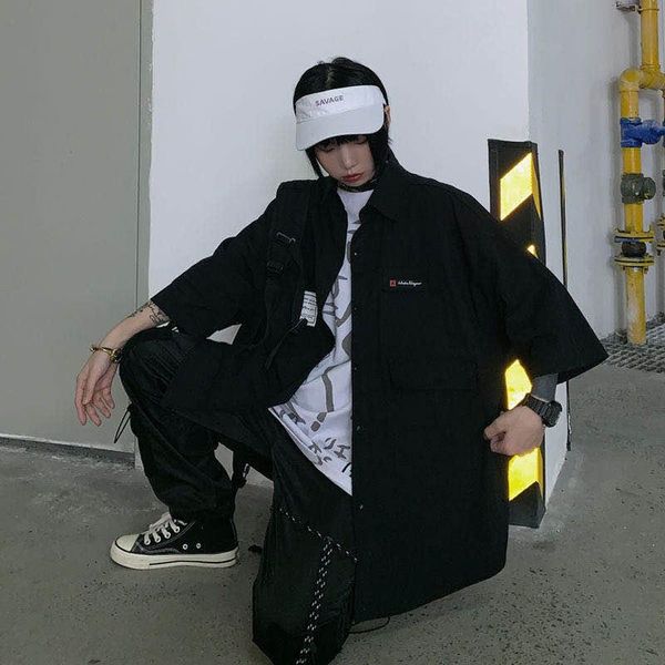 women's blouses & shirts black short-sleeved shirt female student korean version loose summer mid-length half-sleeved tooling jacket s-, White
women's blouses & shirts black short-sleeved shirt female student korean version loose summer mid-length half-sleeved tooling jacket s-, White