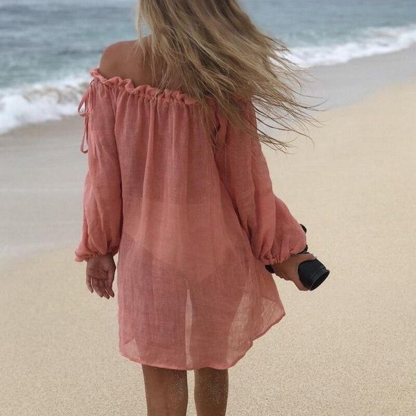 shoulder beach dress bikini cover up solid sarong swim cover-ups long sleeve beachwear female tied tunic summer swimwear women's, White;black
shoulder beach dress bikini cover up solid sarong swim cover-ups long sleeve beachwear female tied tunic summer swimwear women's, White;black