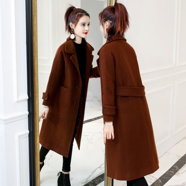 women's wool & blends winter women woollen coat long sleeve turn-down collar oversize blazer outwear jacket elegant overcoats loose, Black
women's wool & blends winter women woollen coat long sleeve turn-down collar oversize blazer outwear jacket elegant overcoats loose, Black