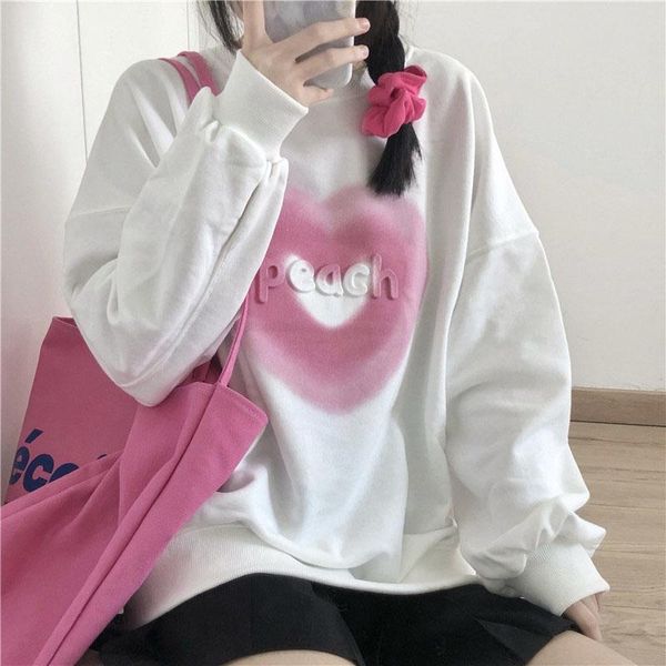 women's hoodies & sweatshirts autumn spring thin sweatshirt pink love heart peach print fashion clothes for women casual loose korean s, Black
women's hoodies & sweatshirts autumn spring thin sweatshirt pink love heart peach print fashion clothes for women casual loose korean s, Black