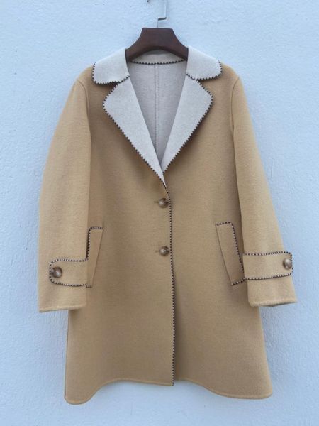 women's wool & blends autumn winter double-faced woolen coat slim-fit mid-length small fragrant wind narrow side suit collar temperamen, Black
women's wool & blends autumn winter double-faced woolen coat slim-fit mid-length small fragrant wind narrow side suit collar temperamen, Black