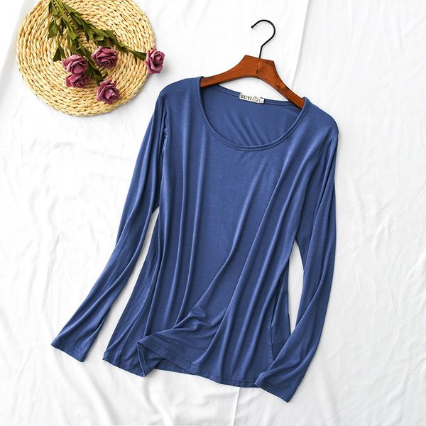 women's t shirt 2021 spring bit cotton base round neck long sleeve comfortable elastic solid color top, White
women's t shirt 2021 spring bit cotton base round neck long sleeve comfortable elastic solid color top, White