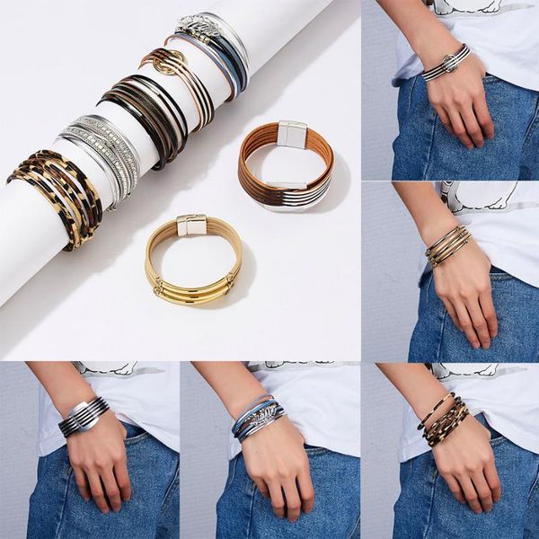 charm bracelets belleper multilayer magnetic buckle bracelet leopard geometric rhinestone leather for elegant women jewelry party, Golden;silver
charm bracelets belleper multilayer magnetic buckle bracelet leopard geometric rhinestone leather for elegant women jewelry party, Golden;silver