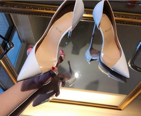 fashion women pumps shoe nude transparent stitching pvc heel sandals point toe high heels leisure party bride white patent high-end quality., Black
fashion women pumps shoe nude transparent stitching pvc heel sandals point toe high heels leisure party bride white patent high-end quality., Black
