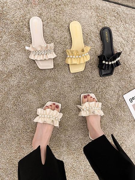 slippers women's outer wear 2021 summer korean fashion wild net red fairy ins pearl ornament set toe flip flops, Black
slippers women's outer wear 2021 summer korean fashion wild net red fairy ins pearl ornament set toe flip flops, Black