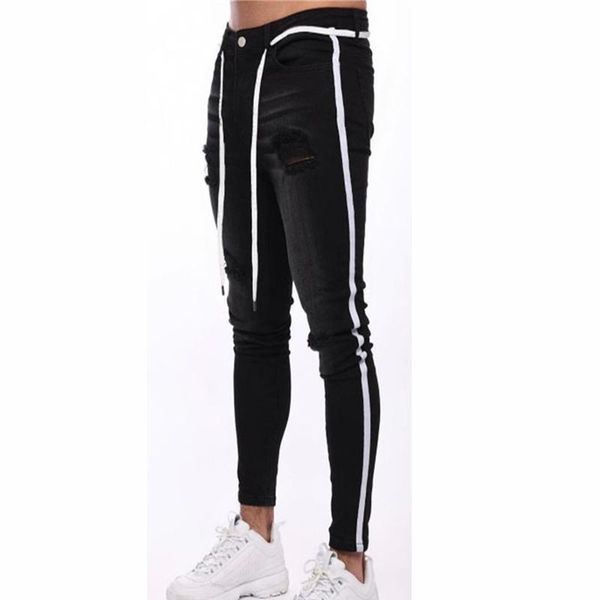 men's jeans slim-fit side stripes motorcycle skinny white tejanos blancos hombre hole, Blue
men's jeans slim-fit side stripes motorcycle skinny white tejanos blancos hombre hole, Blue