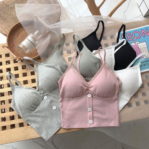 solid color sling tank summer button v-neck cotton vest with removable chest pad women camisole camisoles & tanks, Black;white
solid color sling tank summer button v-neck cotton vest with removable chest pad women camisole camisoles & tanks, Black;white