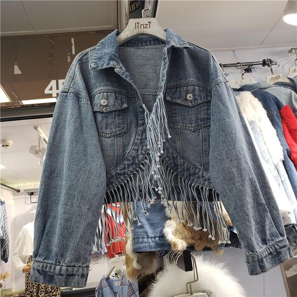 women's jackets spring autumn korean denim short jacket fashion irregular tassel bust girls ladies all-match basic coats, Black;brown
women's jackets spring autumn korean denim short jacket fashion irregular tassel bust girls ladies all-match basic coats, Black;brown