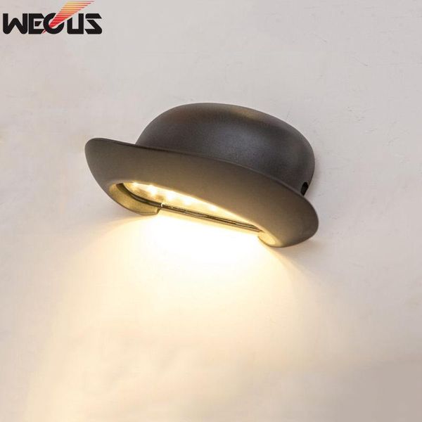 

wall lamps (wecus) modern minimalist led aluminum bedside lamp room bathroom light(ip55) creative aisle style hat light