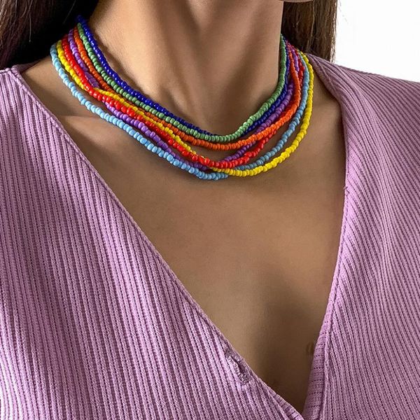 chokers 1set fashion rainbow color rice bead small round beaded chain acrylic necklace for women girls handmade jewelry gifts, Golden;silver
chokers 1set fashion rainbow color rice bead small round beaded chain acrylic necklace for women girls handmade jewelry gifts, Golden;silver