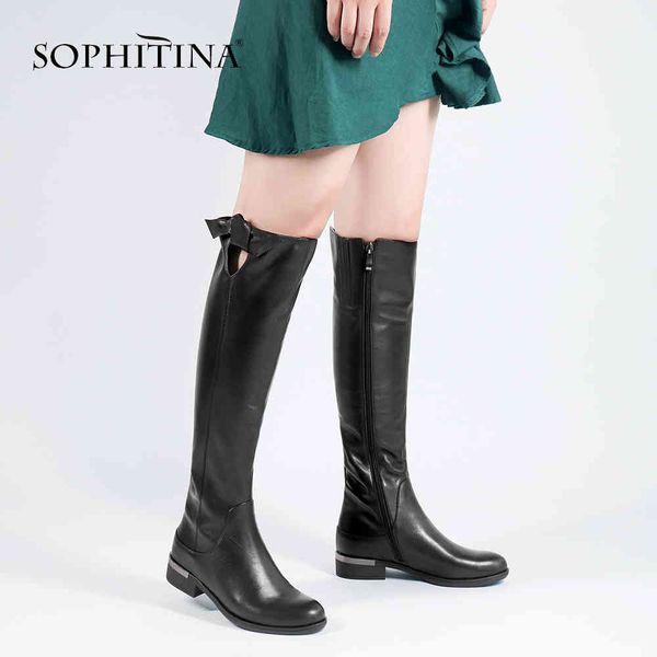 sophitina women comfortable low heels knee-high boot basic round toe genuine leather shoe handmade with flower winter boots b98 210513, Black
sophitina women comfortable low heels knee-high boot basic round toe genuine leather shoe handmade with flower winter boots b98 210513, Black