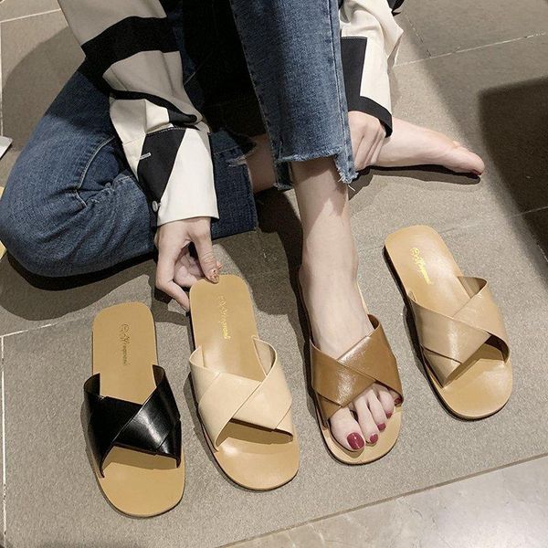 slippers sandalias mujer summer women's shoes sandals fashion outdoor non slip comfortable soft cross band flat for women, Black
slippers sandalias mujer summer women's shoes sandals fashion outdoor non slip comfortable soft cross band flat for women, Black