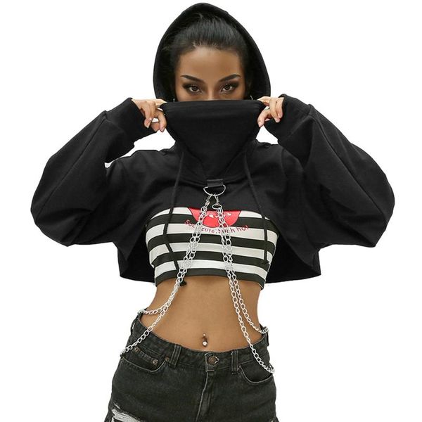 women's hoodies & sweatshirts selling women loose hoodie with chain solid color long sleeve v-neck short length black/ red
women's hoodies & sweatshirts selling women loose hoodie with chain solid color long sleeve v-neck short length black/ red