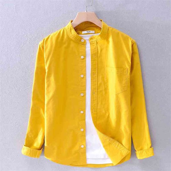 pure cotton long sleeve shirt for men autumn yellow stand collar casual male solid color clothing y3170 210809, White;black
pure cotton long sleeve shirt for men autumn yellow stand collar casual male solid color clothing y3170 210809, White;black