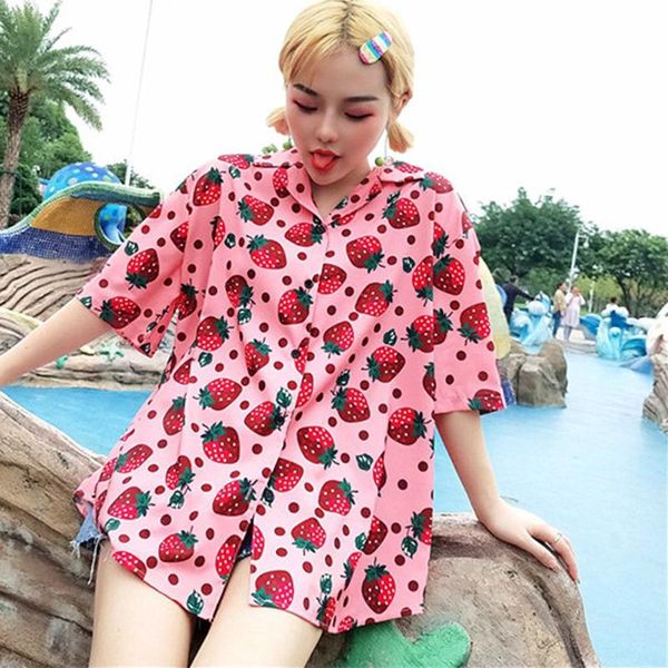 women's blouses & shirts women shirt korean casual short sleeve strawberry print ladies vintage for fashion clothing, White
women's blouses & shirts women shirt korean casual short sleeve strawberry print ladies vintage for fashion clothing, White