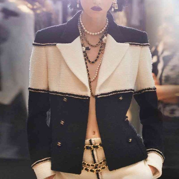 women's suits & blazers women wool double breated autumn winter colorblock high streeat coat excellent quality vyy0, White;black
women's suits & blazers women wool double breated autumn winter colorblock high streeat coat excellent quality vyy0, White;black