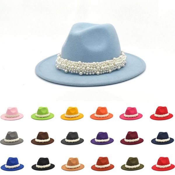 wide brim hats women 60cm pearl chain fedora hat solid formal dress wedding men jazz winter spring autumn wholesale, Blue;gray
wide brim hats women 60cm pearl chain fedora hat solid formal dress wedding men jazz winter spring autumn wholesale, Blue;gray