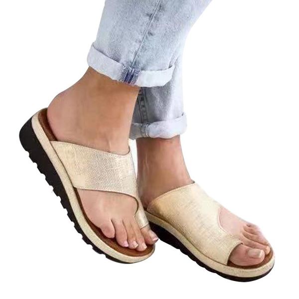 pair women's pu leather shoes thick bottom ladies casual soft big toe correction sandals orthopedic deformity semi-slip slippers, Black
pair women's pu leather shoes thick bottom ladies casual soft big toe correction sandals orthopedic deformity semi-slip slippers, Black