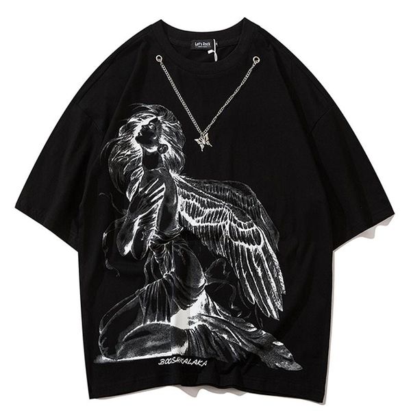men's t-shirts 100% cotton t shirts mens angel girl print shirt hiphop short sleeve summer o-neck oversize butterfly chain tees, White;black
men's t-shirts 100% cotton t shirts mens angel girl print shirt hiphop short sleeve summer o-neck oversize butterfly chain tees, White;black