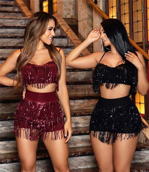 women two pieces set sequin tassel spaghetti straps off shoulder crop sleeveless chic night party club outwear lady clothes women's tr, Gray
women two pieces set sequin tassel spaghetti straps off shoulder crop sleeveless chic night party club outwear lady clothes women's tr, Gray